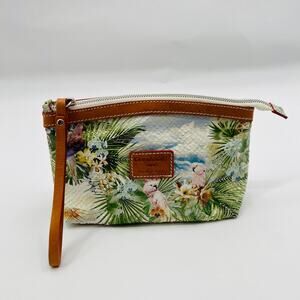 Cavalcanti tropical snakeskin zip pouch wristlet
